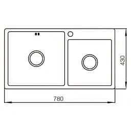 Кухонна мийка Mixxus MX7843-220x1.0-Satin MX0564, Нержавіюча сталь - мініатюра 2