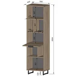 Стелаж для книг та декору на ніжках Moreli Forte F-0016 у стилі Loft 550х2000х400 мм Дуб Кверкус - мініатюра 2