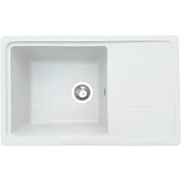 Гранітна кухонна мийка Romzha Trei 71 Biela (102) з крилом