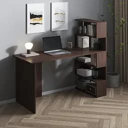 Комп’ютерний стіл Vays M-15 Венге Темний, письмовий з полицями праворуч, ЛДСП, 142×60×123 см - для дому, навчання, офісу