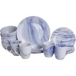 Столовий набір посуду Yiwu Marble Clara 16 предметів на 4 персони порцеляновий Синій