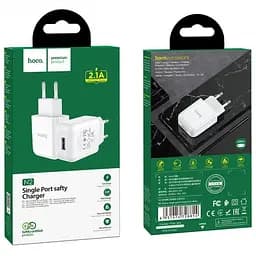 Мережевий зарядний пристрій Hoco N2 Vigour single port charger 1USB, 2,1 A White - мініатюра 2