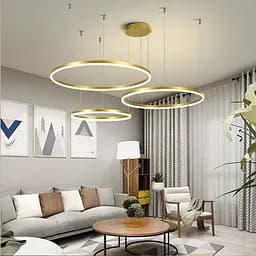 Светодиодная люстра на три кольца 60+50+40 см в латунном каркасе Ст. MJ73-600+500+400 AB | Line F