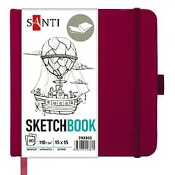 Скетчбук Santi для графіки 80 аркушів 15х15 см сливовий (743365)