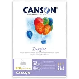 Бумага Canson IMAGINE (mix media) 200 г/м2 50 листов натуральный белый гладкий