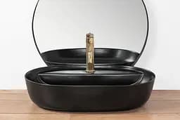 Умивальник Rea Cleo black mat накладний чорний REA-U0035, Чорний матовий - мініатюра 4