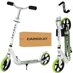 Самокат детский iTrike складной 30х11х87-96 см Бело-зеленый 000222968