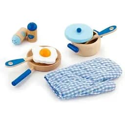 Дитячий кухонний набір Viga Toys 50115 Іграшковий посуд із дерева Блакитний
