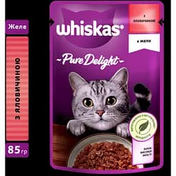 Влажный корм для котов Whiskas AMMP, с говядиной желе, 85 г