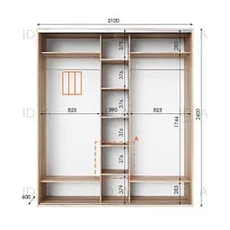 Шафа-купе Idea серія 2 210 x 60 x 240 см Дуб сонома - мініатюра 2