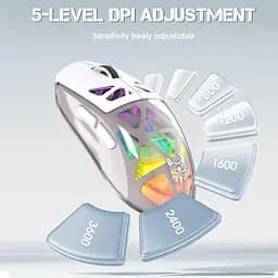 Комп'ютерна мишка Onikuma бездротова ігрова з RGB підсвіткою Bluetooth + 2.4GHz акумуляторна USB адаптер для ПК ноутбука - мініатюра 4