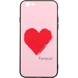 Чохол-накладка Toto Glass Fashionable Case Apple iPhone 6/6S Red Heart on Pink