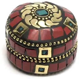 Металева скринька з коралами і бірюзою 3.5х2 см (29342A)