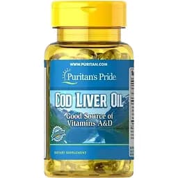Риб'ячий жир з печінки тріски Puritan's Pride Cod Liver Oil 415 мг 30 капсул (PTP-11152)