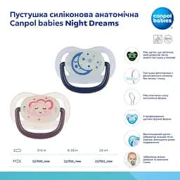 Пустушка Canpol babies Night Dreams силіконова анатомічна 18+ міс. рожева (22/502_pin_new) - мініатюра 3