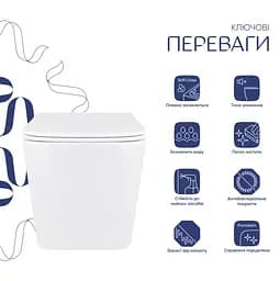 Унітаз підвісний Qtap Tern Ultra Quiet, з сидінням Slim Duroplast/ Soft-close/ Quick Release QT17332303AW - мініатюра 2