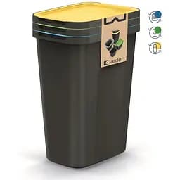 Баки для сортування сміття Prosperplast Keden Compacta Q Plus, комплект 3x35 л, чорний, кришка синя, зелена, жовта - мініатюра 8