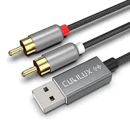 Аудіокабель Cubilux USB — RCA з 384 кГц/24-бітним ЦАП, USB A Male to 2 Male RCA Stereo AUX Cord, 2RCA Auxillary Cable