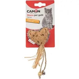 Игрушка для кошек Camon Сердце, с колокольчиком, с ароматом кошачьей мяты, 6 см