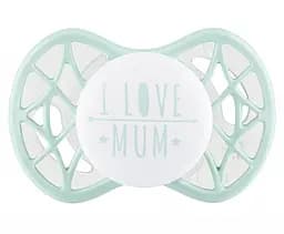 Силіконова ортодонтична пустушка Nuvita Air55 Cool I Love Mum, 0+ міс., м'ятний (NV7064SG)
