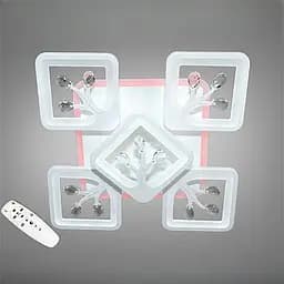 Сучасна стельова LED-люстра для спальні Diasha S8157/4+1WH LED 3color - біла, 90 Вт, 43x43 см