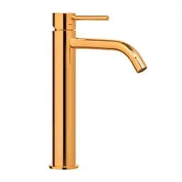 Смеситель для раковины высокий Paffoni Light без донного клапана honey gold LIG081HG, Золотой