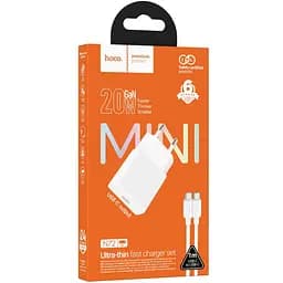 МЗП Hoco N72 Speed ultra-thin PD20W (1USB-C) + кабель Type-C to Type-C White - мініатюра 2