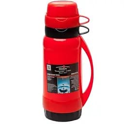 Термос Stenson со стеклянной колбой 2 чашки 1 л красный (25885)