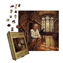 Дерев'яний фігурний пазл Благородний Франко, А5, Дерев'яна коробка 35 елементів