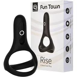 Эрекционное кольцо Fun Town Rise двойное управление со смартфона Black