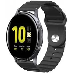 Ремінець BeWatch для Samsung Galaxy Watch 42/3 41 мм/Active/Active 2 силіконовий 20 мм Wave Чорний (1010701)