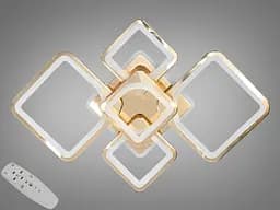 Люстра стельова LED Diasha 8060/2+3G, 95W, 3200K-6500K, золото, сучасний стиль, з пультом, диммером, підсвіткою