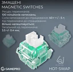 Клавиатура игровая механическая GamePro MK-160-B MAX USB Hot-Swap Outemu Magnetic Switch Black-White - мініатюра 6