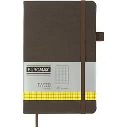 Книга записна Buromax Tweed в клітинку 195х125 мм сіра 96 аркушів (BM.291163-09)