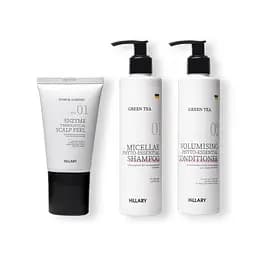 Ензимний пілінг для шкіри голови + Набір для жирного типу волосся Green Tea Phyto-essential Hillary
