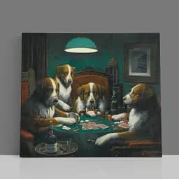 Інтер'єрна картина Собаки грають у покер, Кассій Кулідж, Cassius Coolidge, Dogs Playing Poker, інтер'єрний декор, 50×60 см (id1001) - мініатюра 1
