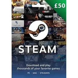 Електронний код Steam Wallet Cards на суму 50 GBP UK-регіон