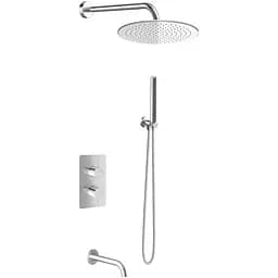 Душова система Kohlman Axel 20 chrome з термостатом + BOX прихованого монтажу KPL-QW433A20, Хром