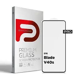 Захисне скло на ZTE Blade V40s з олеофобним покриттям, Pro, повне проклеювання, антистатичний і пиловідштовхуючий шар, 9H, самоклеючеся, 2.5D, на весь екран, антистатичний клей, ArmorStandart (ARM68741)