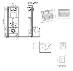Набір Q-tap Nest 4 в 1 підвісний унітаз Crow Ultra Quiet 520x360x290 + комплект інсталяції QT05335172W48187 - мініатюра 8