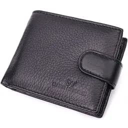 Невеликий місткий гаманець із натуральної шкіри ST Leather 22456 чорний