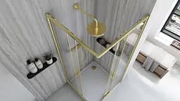 Душова кабіна Rea City 90x90 brushed gold REA-K6443, Золотий, Універсальна, прозорий, золотий - мініатюра 5