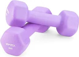 Гантели для фитнеса неопреновые Gymtek Hex 2х2кг сиреневый