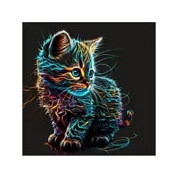 Картина за номерами на чорному фоні Strateg Барвисте маленьке кошеня 40х40 см