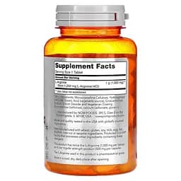 Аргінін NOW Sports L-Arginine 1000 mg Double Strength, 60 таблеток - мініатюра 2