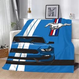 Плед плюшевий 3D Синій Ford Mustang 160х200 см