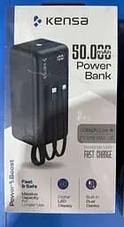 Потужний портативний PowerBank з дисплеєм 50000 mAh зовнішній акумулятор швидке заряджання з вбудованими кабелями 22.5W Чорний - мініатюра 5