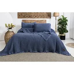 Вафельное покрывало Saheser Norah Indigo 240x260 см + 2 наволочки 50x70 см pbe0052237