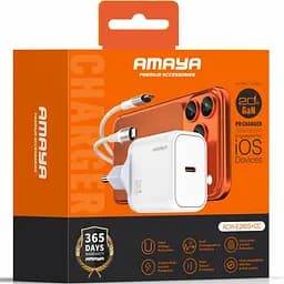 МЗП Amaya E280S PD20W GaN (1USB-C) + кабель Type-C to Type-C White - мініатюра 2
