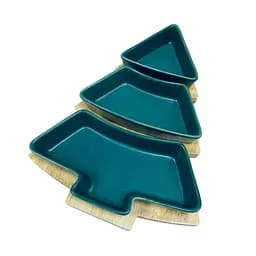 Менажница 26x15x5 см на подставке Olens 8030-389 на 3 секции елка Зеленый